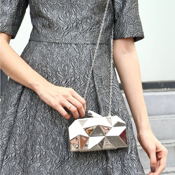 Glitter Bling,Shiny Glamorous,Elegant,Exquisite Mini Metallic Box Bag, - Picture 4 of 7